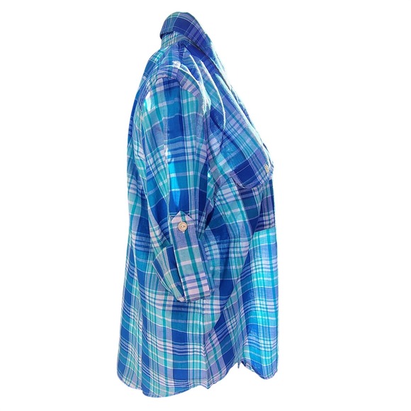 NWT Lauren Ralph Lauren Blue Green Multi Plaid Button Down Long Sleeve Shirt - Picture 12 of 13